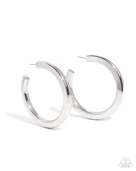 Paparazzi Sleek Spotlight Hoop Earrings Silver