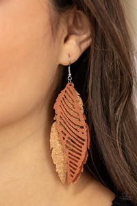 Paparazzi WINGING Off The Hook - Brown Leaf Earrings