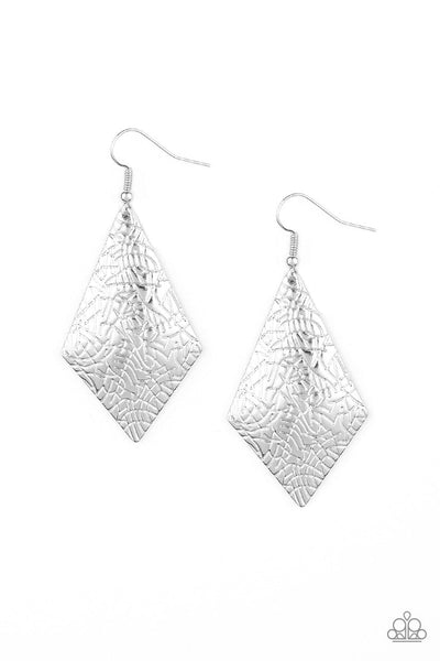 Paparazzi Texture Retreat Silver Earrings