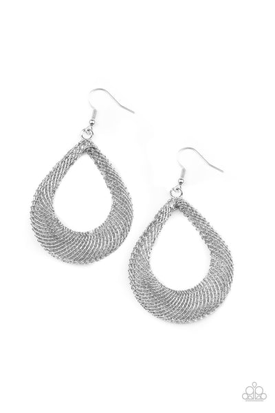 Paparazzi A Hot MESH - Silver Earrings