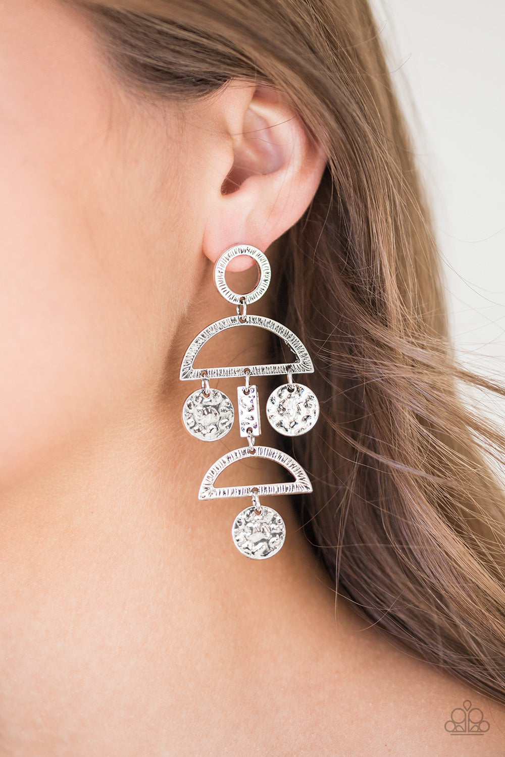 Paparazzi Incan Eclipse - Silver Earrings