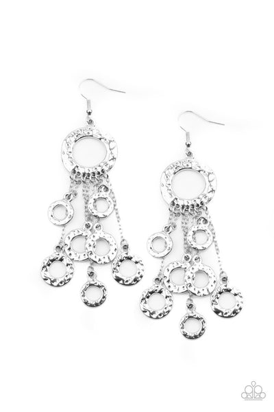 Paparazzi Right Under Your NOISE - Silver Earrings