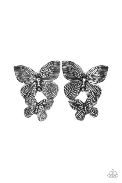 Aerial Ambition Butterfly Necklace and Blushing Butterflies Earrings Set Silver