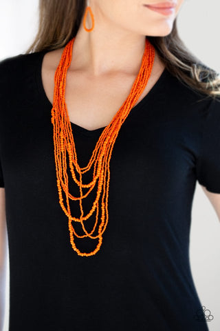 Paparazzi Totally Tonga Seed Bead Necklace Orange