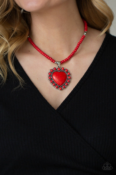 Paparazzi Rustic Reinvention  Earrings and A Heart Of Stone Necklace Red Set