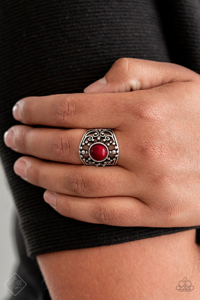 Paparazzi The Partygoer Necklace, Party Posh Bracelet, & On An Adventure Ring Red Set