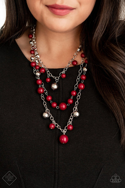 Paparazzi The Partygoer Necklace, Party Posh Bracelet, & On An Adventure Ring Red Set