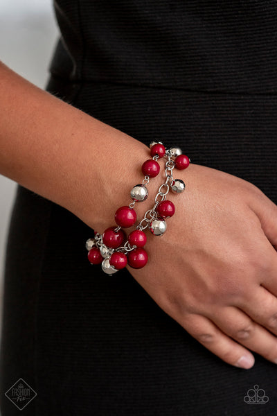 Paparazzi The Partygoer Necklace, Party Posh Bracelet, & On An Adventure Ring Red Set