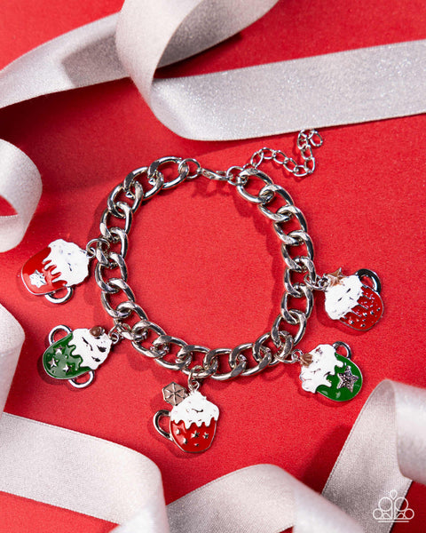 Paparazzi Christmas Morning Lanyard Necklace & Cup of Christmas Cheer Charm Bracelet Multi Set
