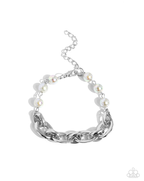 Paparazzi Dual Daydream Necklace and Pearl Pairing Bracelet Silver Set
