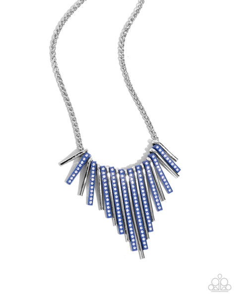 Paparazzi Fashionable Fringe Necklace & Colored Cameo Bracelet Blue Set