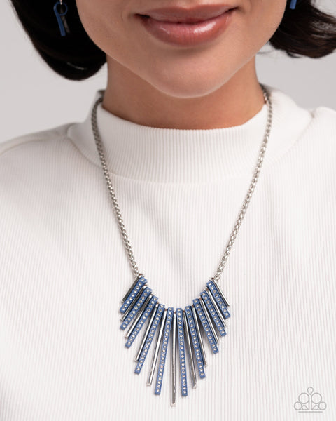 Paparazzi Fashionable Fringe Necklace & Colored Cameo Bracelet Blue Set