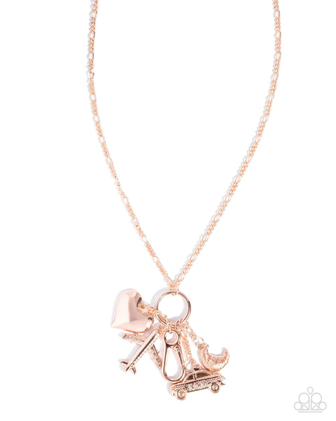 Paparazzi World Tour Lanyard Necklace Rose Gold