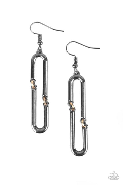 Paparazzi Linked and Synced Earrings Multi Black
