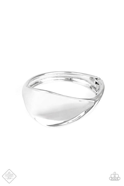Paparazzi Retro Reflections Hinged Bracelet Silver