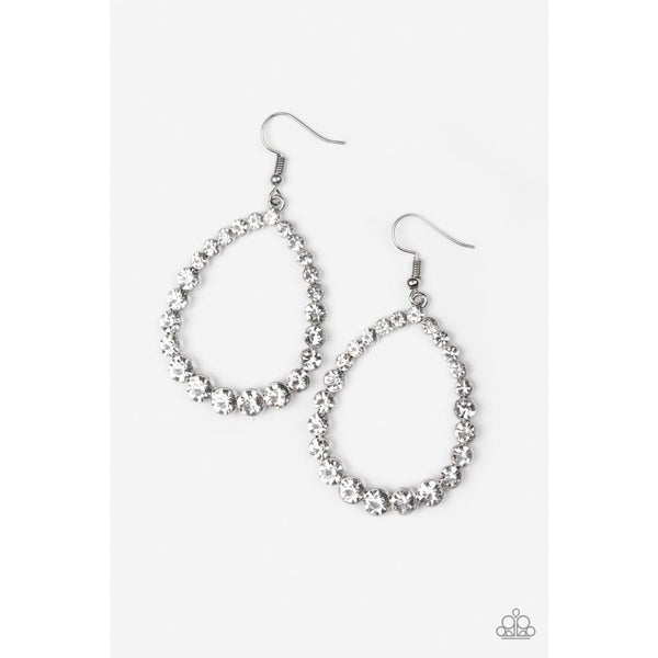 Paparazzi Rise and Sparkle Earrings White ￼￼