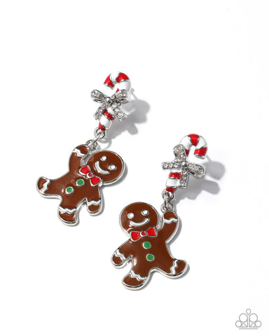 Paparazzi Gingerbread Man Earrings Brown