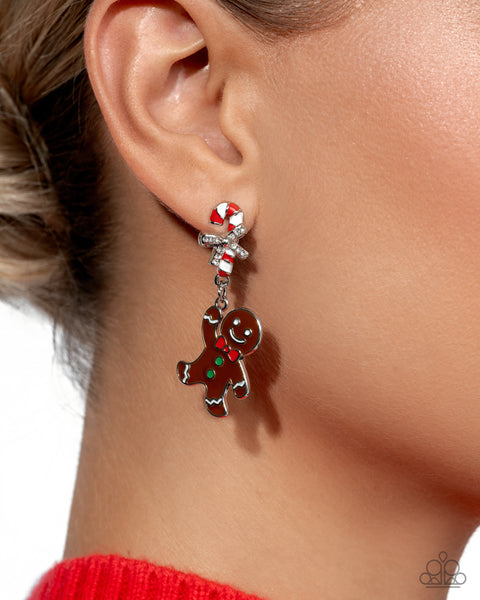 Paparazzi Gingerbread Man Earrings Brown