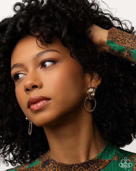 Paparazzi Tangible Tiger Earrings Gold