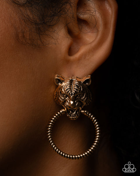 Paparazzi Tangible Tiger Earrings Gold