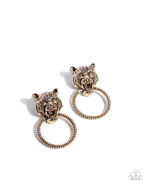 Paparazzi Tangible Tiger Earrings Gold