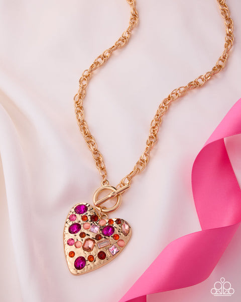 Paparazzi Circulated Chic Heart Necklace Pink