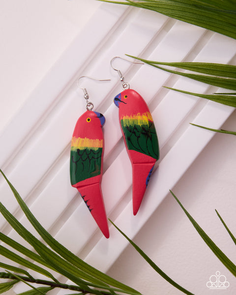 Paparazzi Pampered Parrot Earrings Red
