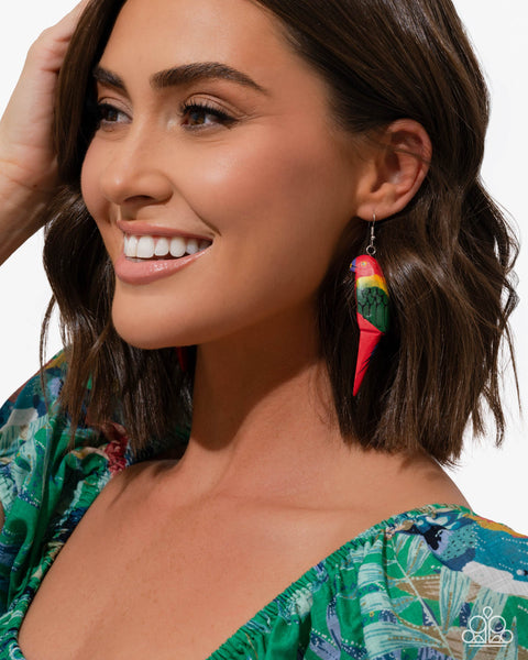 Paparazzi Pampered Parrot Earrings Red