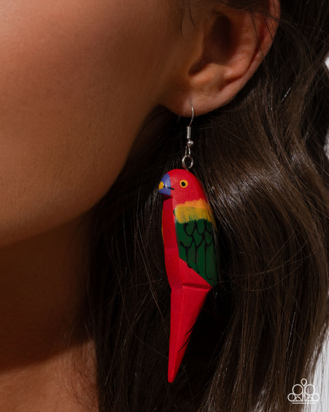 Paparazzi Pampered Parrot Earrings Red