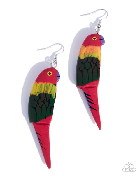 Paparazzi Pampered Parrot Earrings Red