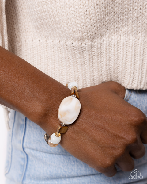 Apartment Abstract Necklace and Apartment Accent Bracelet Brown Set