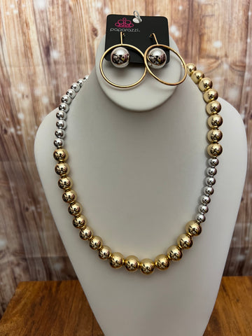 Paparazzi Boldly Balanced - Multi Earrings and Power To The People - Gold Necklace Set