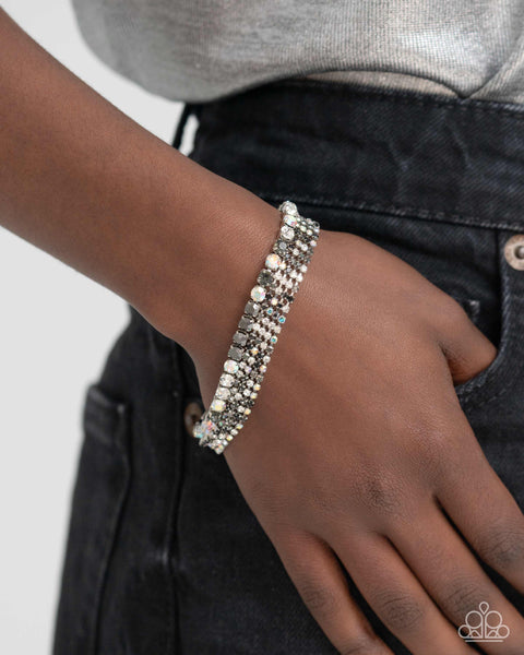 Paparazzi Chic Connection Necklace and Serendipitous Strands Bracelet Silver Set