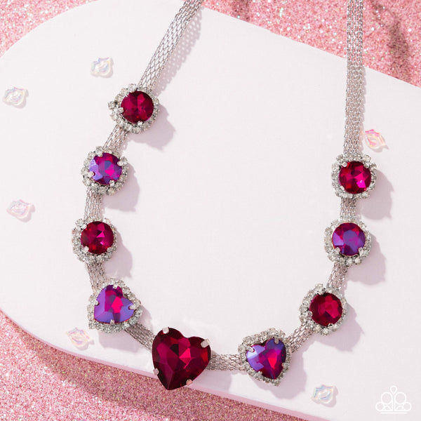 COMING SOON Paparazzi Courting Confidence Earrings & Valentines Vibe - Heart Choker Necklace - UV Pink Set