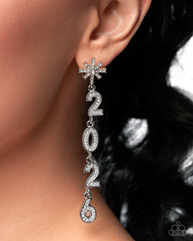 Paparazzi Ring In The Shimmer Earrings White