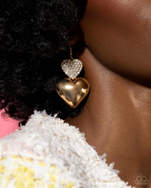 Paparazzi Charming Connection - Gold Heart Earrings