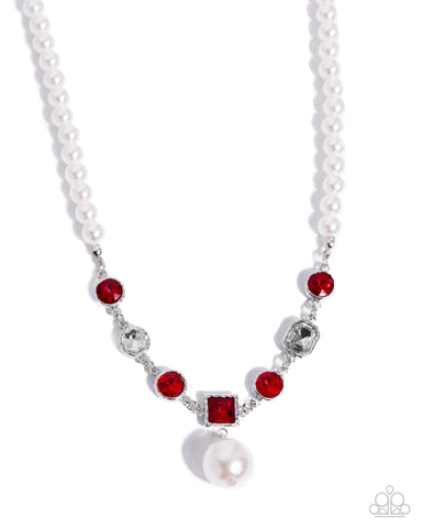 Paparazzi Polished Palace Red Pearl Necklace 