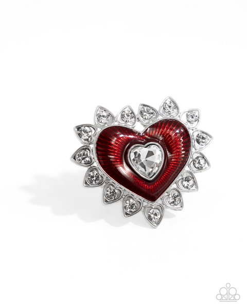 Paparazzi Devoted Declaration - Red Heart Ring