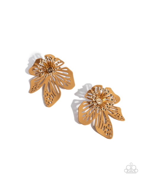 COMING SOON Paparazzi Wonderland Wallflower - Brown Earrings