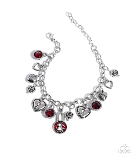 Paparazzi Luxurious Locks Bracelet Red