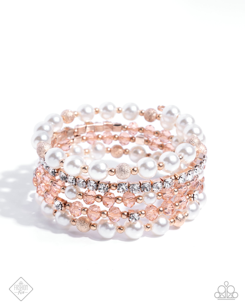 Paparazzi To An Elegant Extent - Rose Gold Pearl coiled