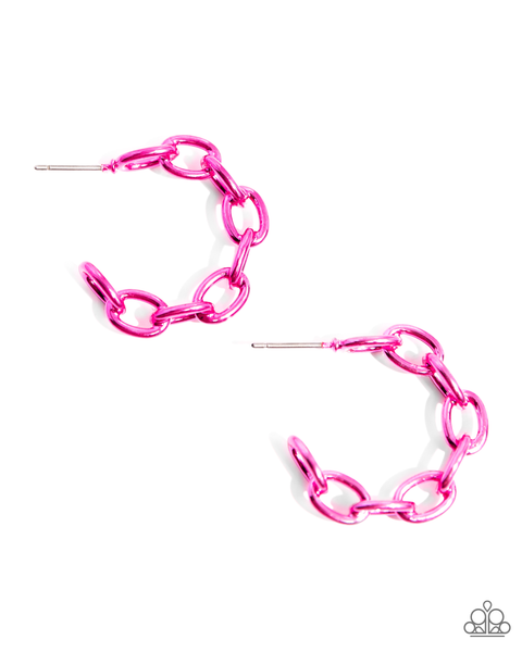 Paparazzi Colorful Cameo - Pink Hoop Earrings