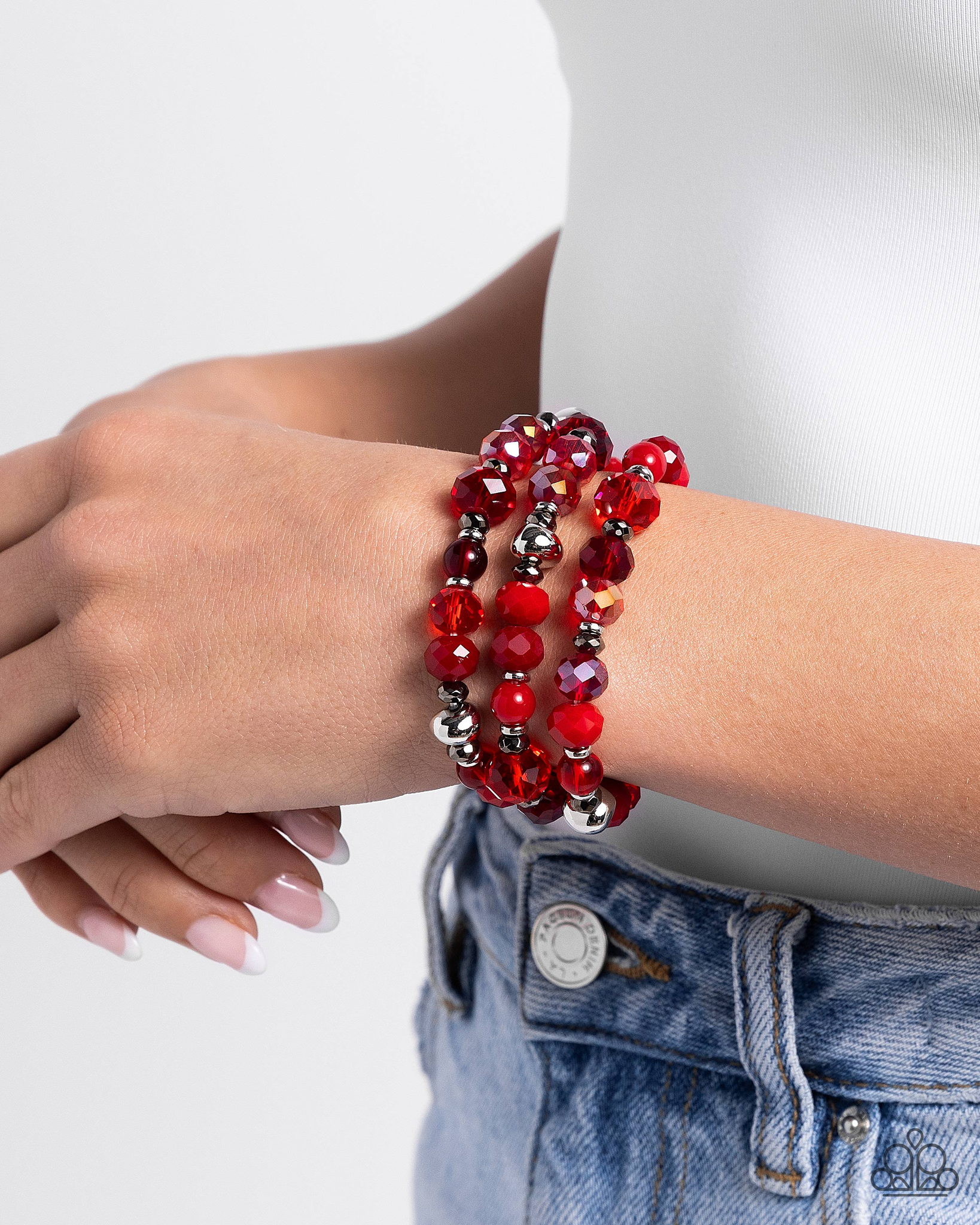 Paparazzi Stack of GLASS - Red Bracelets