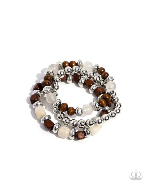 Paparazzi DIVERSIFIED Wood - Silver Bracelet