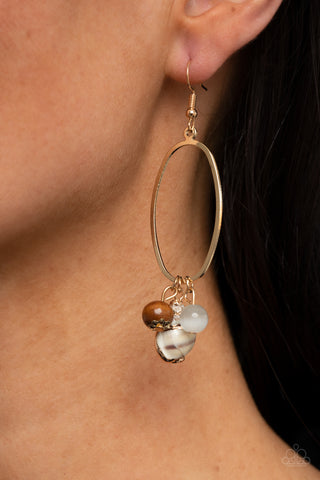 Paparazzi Golden Grotto - White Seashell Earrings