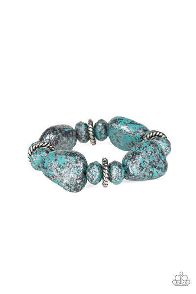 Paparazzi Prehistoric Fashionista Necklace and Stone Age Envy Bracelet Blue Set