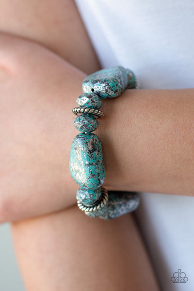 Paparazzi Prehistoric Fashionista Necklace and Stone Age Envy Bracelet Blue Set