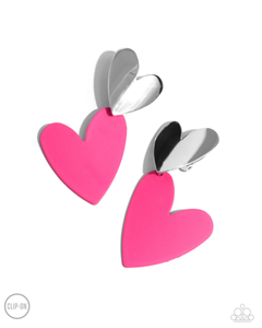 Paparazzi Romantic Occasion - Pink Clip on Heart Earrings