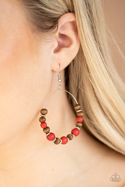 Paparazzi Forestry Fashion Wooden Earrings Red