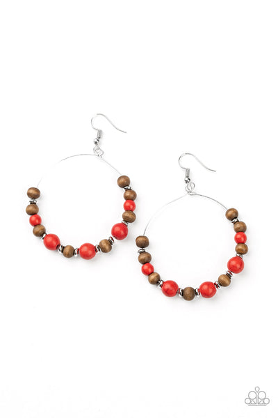 Paparazzi Forestry Fashion Wooden Earrings Red